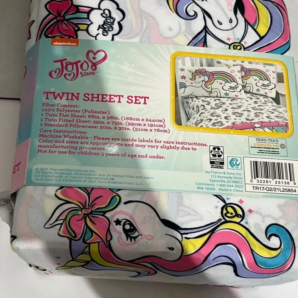 Nickelodeon‎ Twin JoJo Siwa Live Your Dream Unicorn Twin Sheet Set 3 Piece NWT